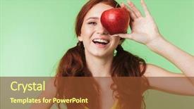  Presentation with green apple - Beautiful theme featuring girl posing isolated over green backdrop and a  colored foreground