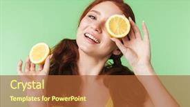  Presentation with guava fruits fresh green fruit - Beautiful PPT layouts featuring girl posing isolated over green backdrop and a  colored foreground