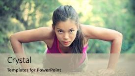  Presentation with exercise - Beautiful presentation featuring girl power - exercise woman doing push-ups outdoors backdrop and a mint green colored foreground