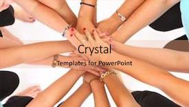  Presentation with circle - PPT layouts enhanced with girl power - picture of young women standing background and a coral colored foreground