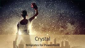  Presentation with boxer - PPT theme featuring red plumeria on the plumeria background and a tawny brown colored foreground