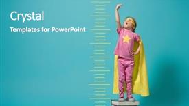  Presentation with superhero - Presentation theme with girl power concept yellow pink background and a teal colored foreground