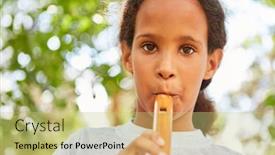  Presentation with summer camp - PPT layouts having girl-practices-playing-the-flute background and a yellow colored foreground