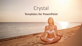  Presentation with water ocean - Colorful slide deck enhanced with girl-practices-yoga-on-beach backdrop and a lemonade colored foreground