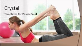  Presentation with advanced - Audience pleasing PPT theme consisting of girl practicing advanced yoga backdrop and a white colored foreground