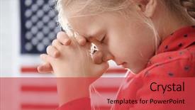  Presentation with american flag - Theme with girl praying on american flag background and a  colored foreground