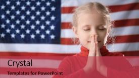  Presentation with grave marker american flag - Audience pleasing theme consisting of girl praying on american flag backdrop and a red colored foreground