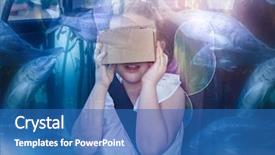  Presentation with tank - Audience pleasing presentation design consisting of girl pretending to use backdrop and a teal colored foreground