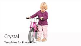  Presentation with baby girl christening - Theme having girl pushing a small bike background and a white colored foreground