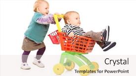  Presentation with girl - Slide set having girl pushing her twin brother background and a lemonade colored foreground