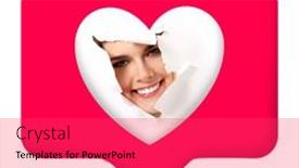  Presentation with social networks - Colorful PPT layouts enhanced with girl-putting-a-heart backdrop and a red colored foreground