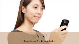  Presentation with sms - Beautiful PPT theme featuring girl read sms on phone backdrop and a coral colored foreground