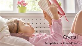  Presentation with story book - Colorful PPT layouts enhanced with girl reading a book self backdrop and a  colored foreground
