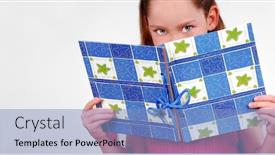  Presentation with journal - Cool new presentation theme with girl-reading-book-journal backdrop and a light blue colored foreground