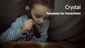  Presentation with fairy tales - Beautiful theme featuring girl reading fairy tales book backdrop and a tawny brown colored foreground