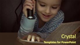  Presentation with fairy tales - PPT theme featuring girl reading fairy tales book background and a tawny brown colored foreground