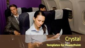  Presentation with child girl reading a book - Colorful presentation design enhanced with girl reading magazine in airplane backdrop and a tawny brown colored foreground