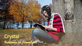  Presentation with reading bible - Slides consisting of girl reading the bible background and a tawny brown colored foreground