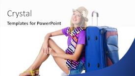  Presentation with girl scouts explorer summer - PPT layouts featuring girl ready for summer vacation background and a white colored foreground