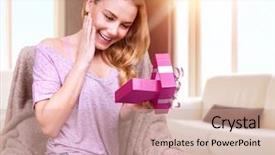  Presentation with romantic gift - Colorful PPT layouts enhanced with girl receive little pink gift backdrop and a soft green colored foreground