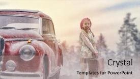  Presentation with girl christmas - Audience pleasing presentation design consisting of girl relaxing and enjoying road backdrop and a light gray colored foreground