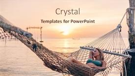  Presentation with paradise island - Beautiful PPT theme featuring girl relaxing in hammock at paradise island dreamy evening on sunset beach backdrop and a lemonade colored foreground