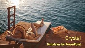  Presentation with dock - Presentation featuring girl-relaxing-on-dock-young background and a tawny brown colored foreground