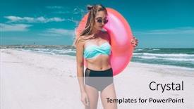  Presentation with lilo and stitch cartoons - Audience pleasing presentation theme consisting of girl relaxing on pink lilo backdrop and a white colored foreground