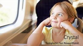  Presentation with journey - Amazing presentation theme having girl relaxing on train journey backdrop and a coral colored foreground