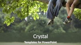  Presentation with branch - Slide set with girl relaxing on tree background and a dark gray colored foreground