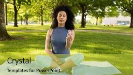  Presentation with bbq park - Beautiful slides featuring girl relaxing with fidget spinner backdrop and a yellow colored foreground