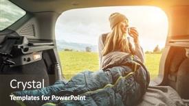  Presentation with health balance - Beautiful slide deck featuring girl-resting-in-her-car backdrop and a tawny brown colored foreground