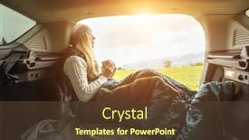  Presentation with health balance - PPT theme enhanced with girl-resting-in-her-car background and a tawny brown colored foreground