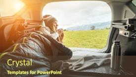  Presentation with health balance - Audience pleasing slide deck consisting of girl-resting-in-her-car backdrop and a tawny brown colored foreground