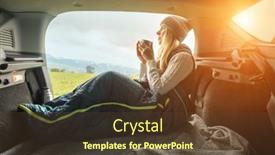  Presentation with health balance - Amazing slide deck having girl-resting-in-her-car backdrop and a tawny brown colored foreground