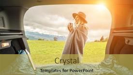  Presentation with hiking mountain - Slides enhanced with girl-resting-in-her-car background and a yellow colored foreground