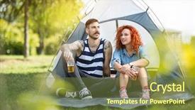  Presentation with summer camp - Slides consisting of girl rests and drinks beer background and a  colored foreground