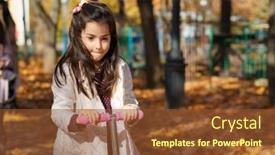  Presentation with maple leaves - Presentation theme having girl-rides-scooter-in-autumn background and a tawny brown colored foreground