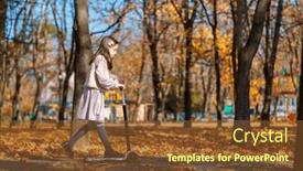  Presentation with rides - Slide set with girl-rides-scooter-in-autumn background and a tawny brown colored foreground