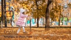  Presentation with rides - Presentation design enhanced with girl-rides-scooter-in-autumn background and a gold colored foreground