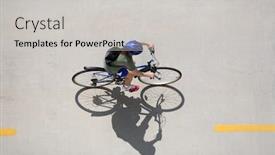 Presentation with bike - PPT theme featuring girl-riding-a-bicycle background and a light gray colored foreground