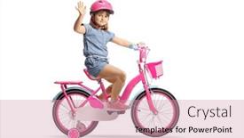  Presentation with bicycle - Slide deck consisting of girl-riding-a-bicycle background and a coral colored foreground
