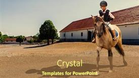  Presentation with equestrian - Colorful slide deck enhanced with girl-riding-her-horse backdrop and a coral colored foreground