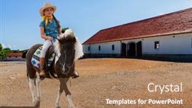  Presentation with equestrian - Amazing slides having girl-riding-her-horse backdrop and a coral colored foreground