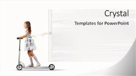  Presentation with blank - Colorful presentation enhanced with girl riding scooter and pull backdrop and a  colored foreground