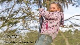  Presentation with play children - Slide deck enhanced with girl rids on flying fox background and a coral colored foreground