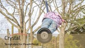  Presentation with play children - Amazing slide set having girl rids on flying fox backdrop and a coral colored foreground