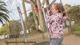  Presentation with play children - Slide set enhanced with girl rids on flying fox background and a coral colored foreground