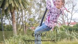  Presentation with play children - Presentation theme consisting of girl rids on flying fox background and a mint green colored foreground