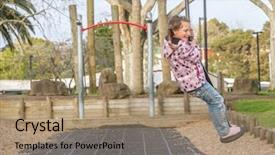  Presentation with play children - Slide set consisting of girl rids on flying fox background and a coral colored foreground